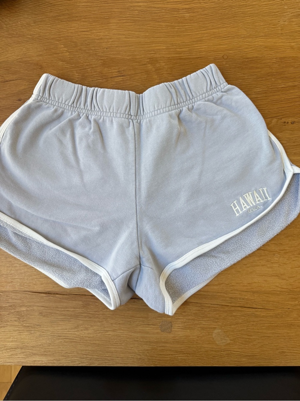 Brandy Melville Hawaii Script Light Blue Shorts